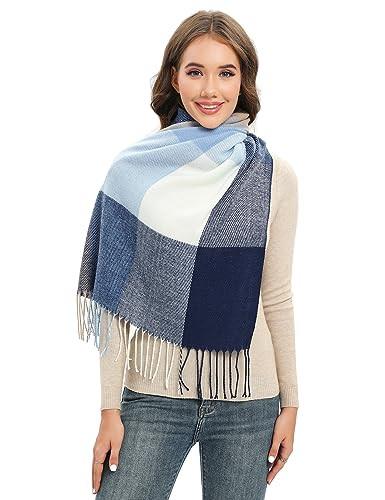 Only-bags.store Kariertes Winter Pashmina Schal Weiche Quasten  