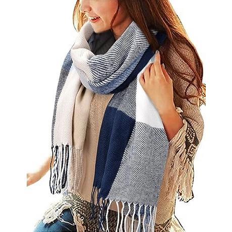 Only-bags.store Kariertes Winter Pashmina Schal Weiche Quasten  