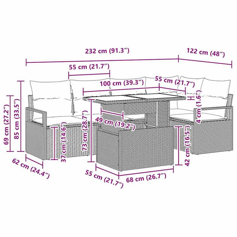 VidaXL Divano da giardino Polyrattan  