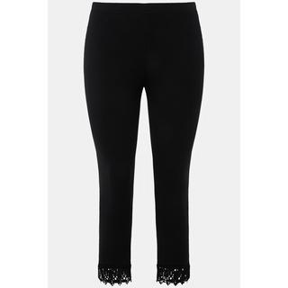 Ulla Popken  Leggings a 7/8 in cotone biologico con orli di pizzo 