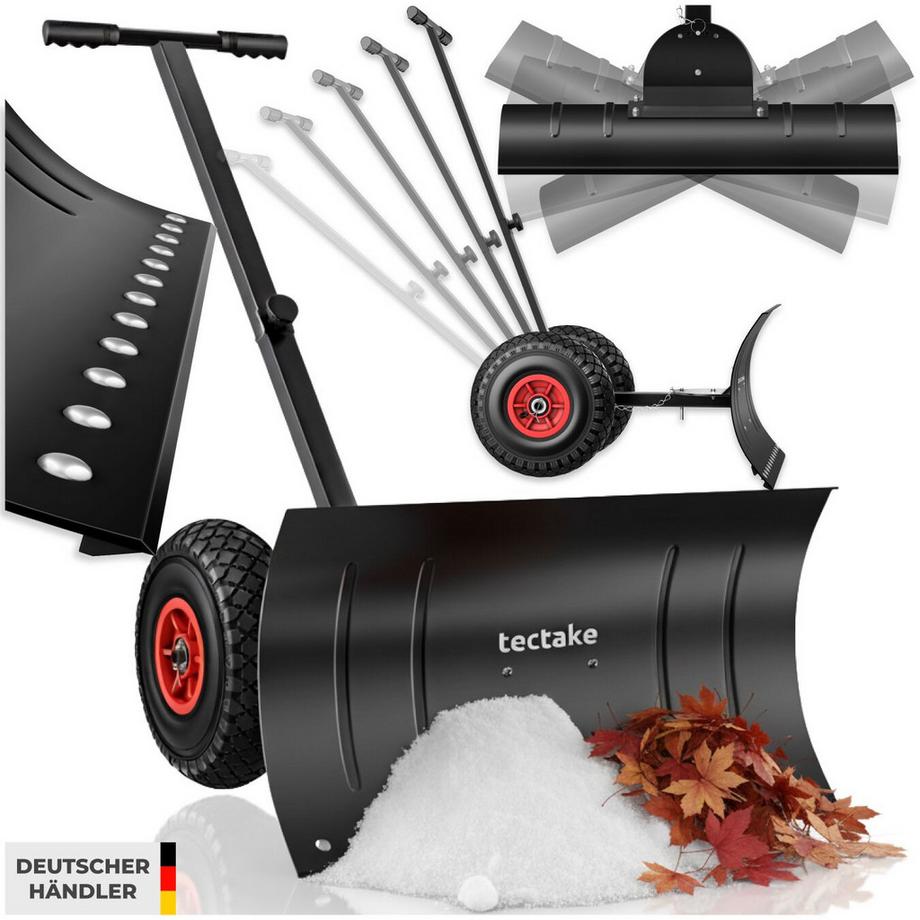 Tectake  Schneeschaufel auf Rädern Muttler 5-fach höhenverstellbar luftgefüllte, kugelgelagerte Profilreifen 