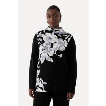 Pull maille Jacquard, col montant et manches longues