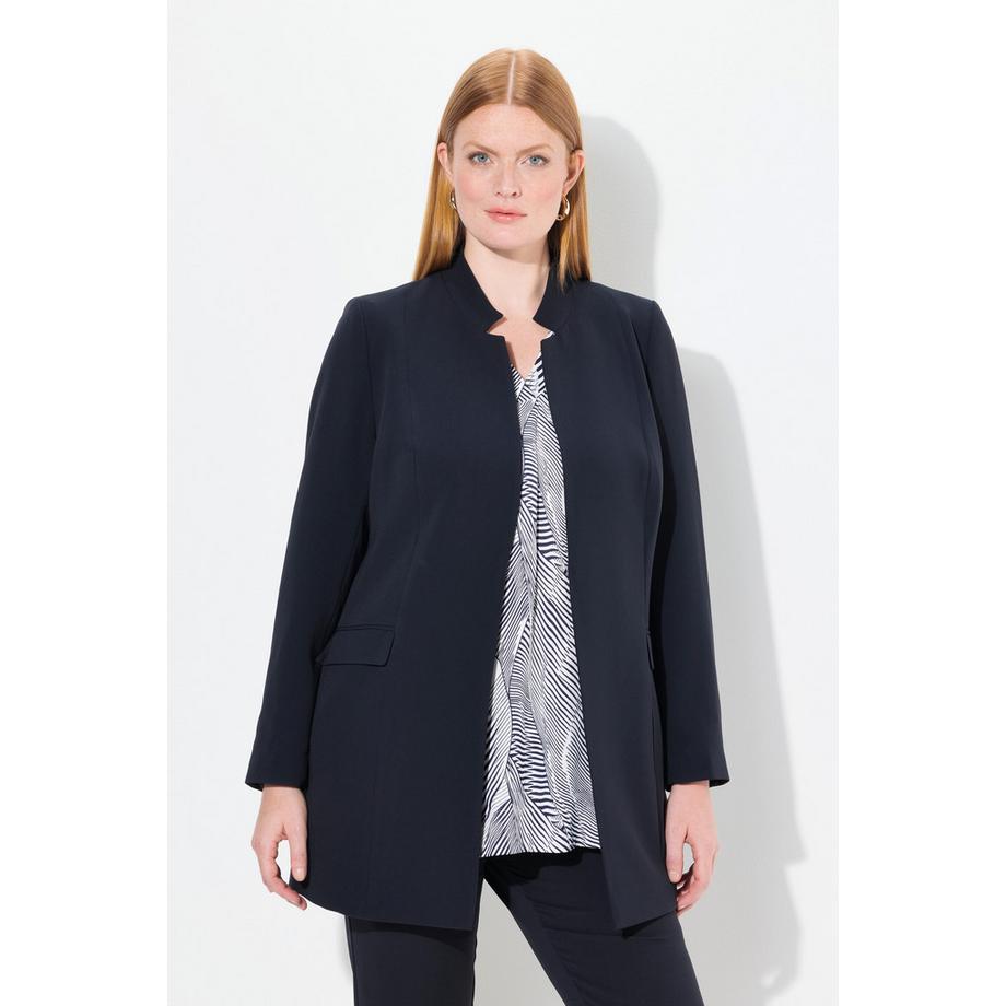 Ulla Popken Blazer in Acetato Collo Alto Chiusura con Gancino  