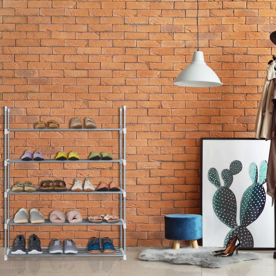 Northix Étagère à chaussures en métal argenté  