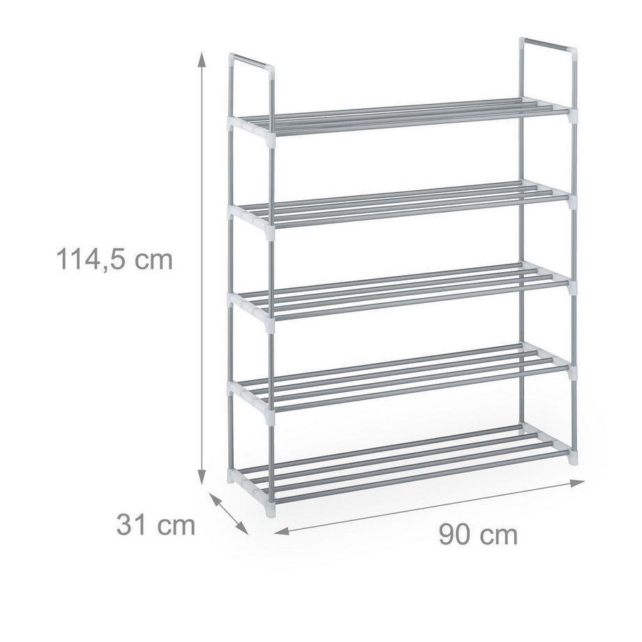 Northix Étagère à chaussures en métal argenté  