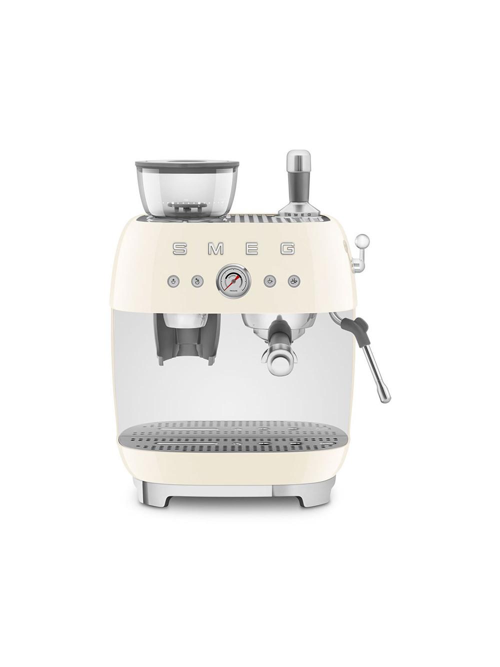 SMEG Manuelle Espresso-Kaffeemaschine mit Kaffeemühle Creme  