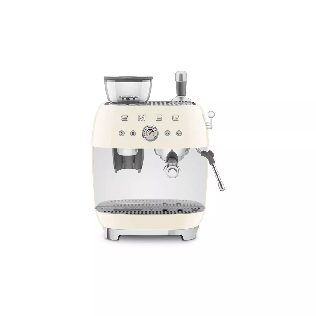 smeg – Manuelle Espresso-Kaffeemaschine mit Kaffeemühle Creme, Creme