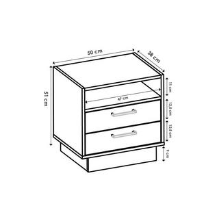 Vente-unique Table de chevet 2 tiroirs 1 niche  Naturel etLEANDRE  