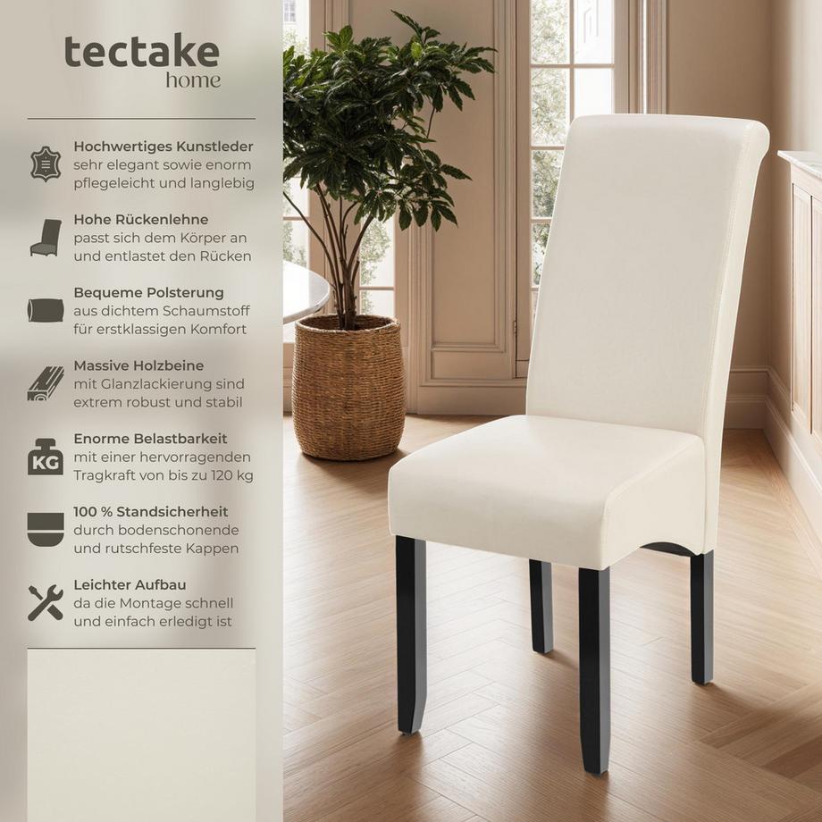 Tectake Chaise de salle à manger  avec revêtement en cuir synthétique  