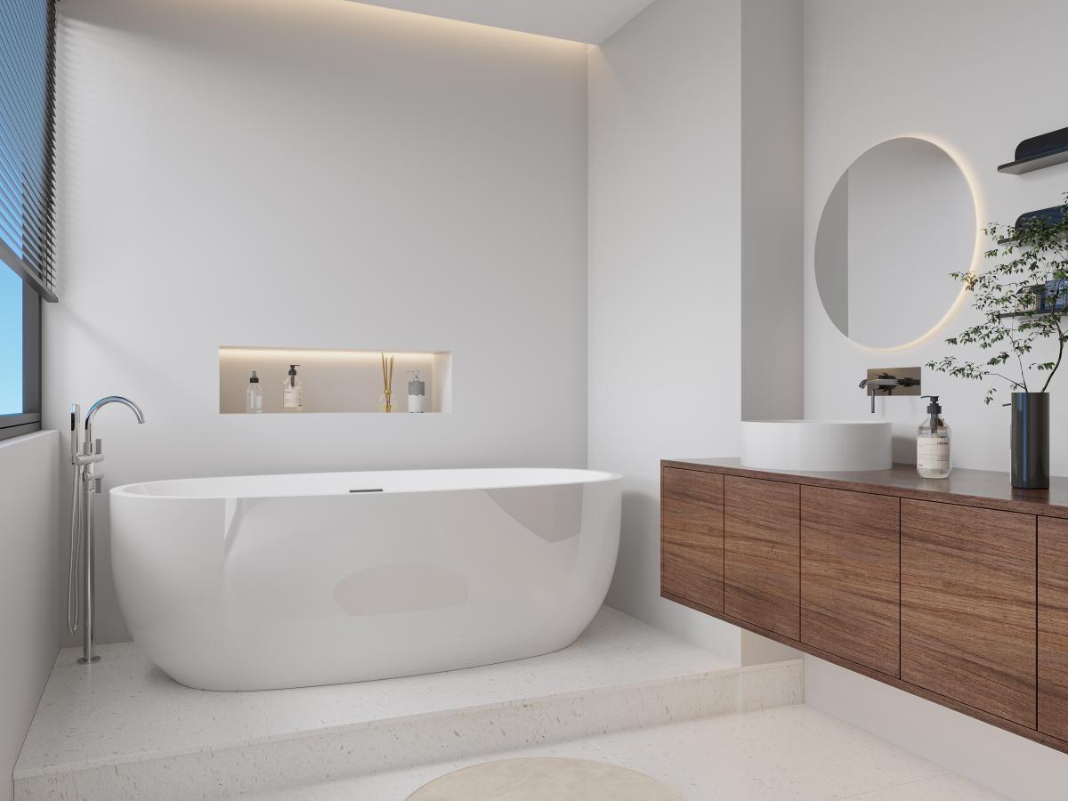 Vente-unique Vasca da bagno freestanding 8L 1 Bianco NICA  