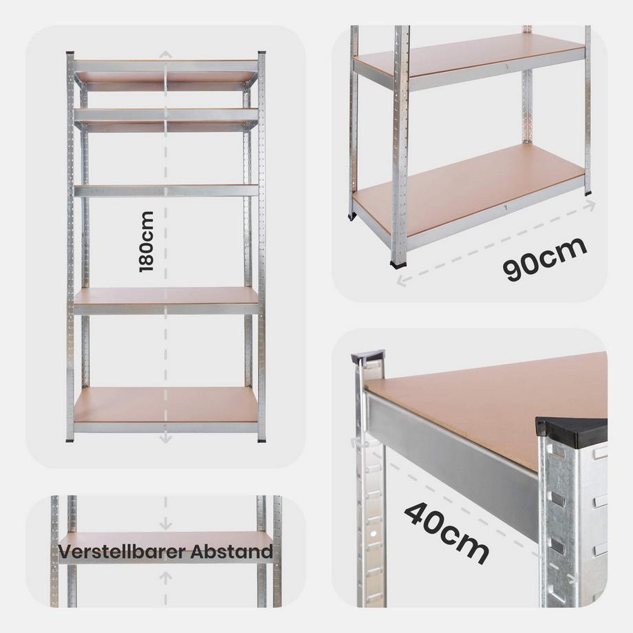 Arebos 2x Scaffali per carichi pesanti 875kg  