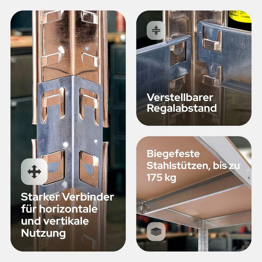 Arebos 2x Scaffali per carichi pesanti 875kg  