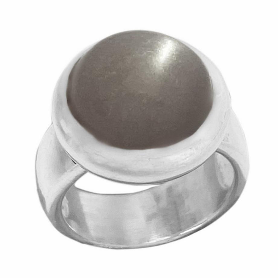 Steinkult  Sterling Silber Ring "Grauer Mondstein" 