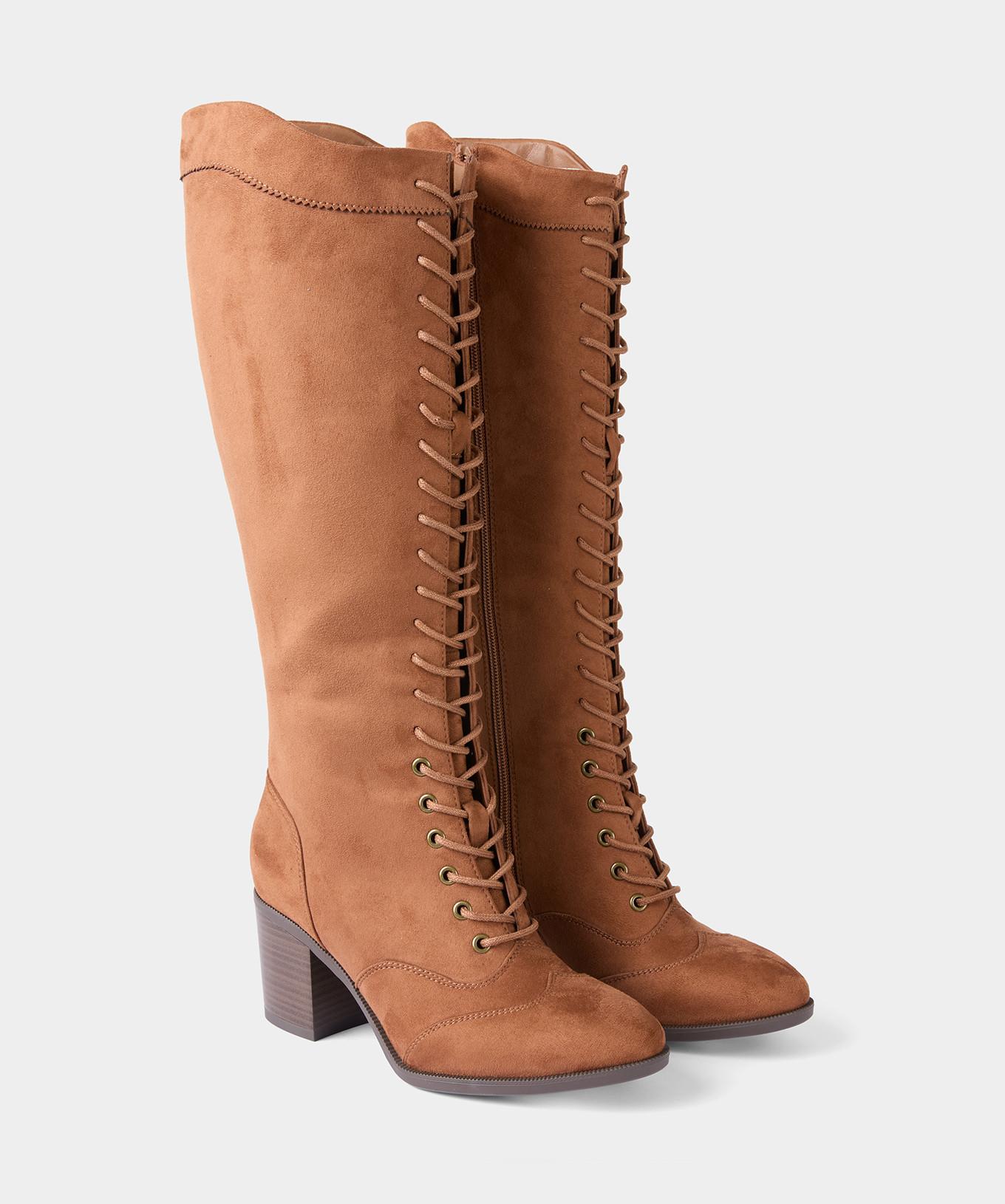 Joe Browns  Bottes hautes à lacets avec talon empilé en bois 