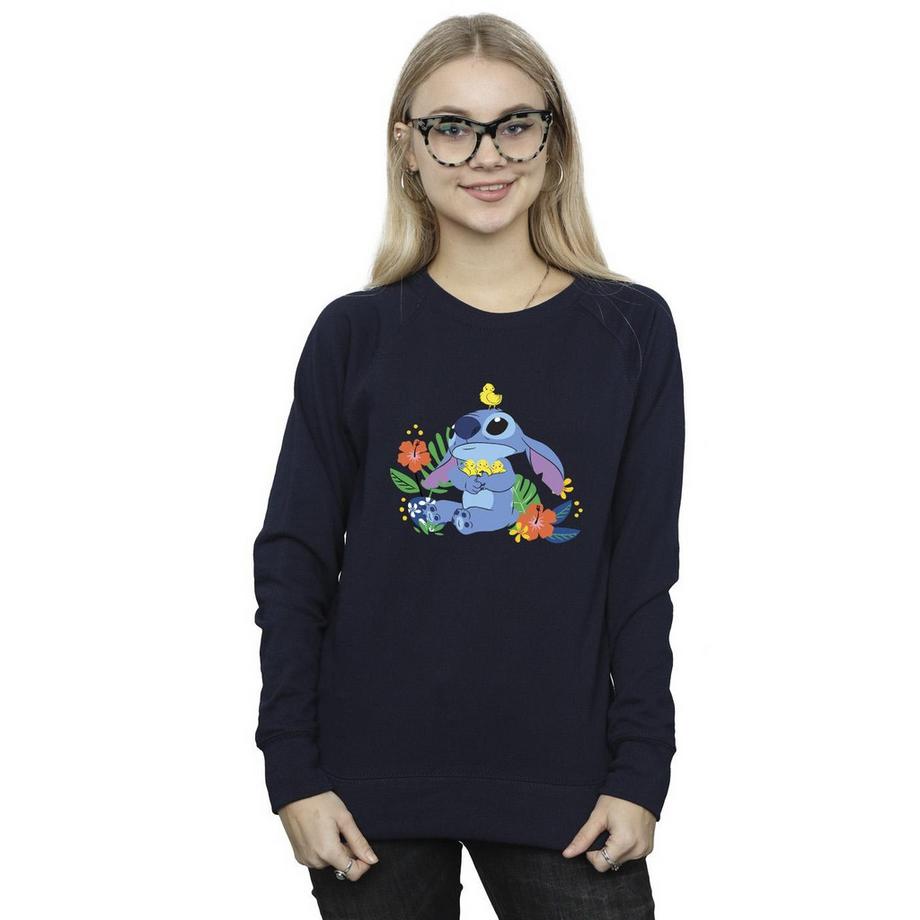 Disney Stitch Floreale Grafico Felpa  