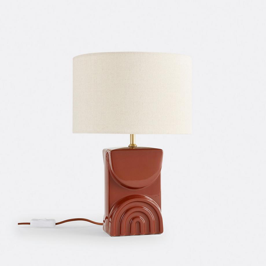 Lampe à poser céramique et lin