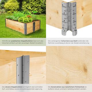 Tectake Carré Potager de Jardin pliable et empilable 120x80x19cm  