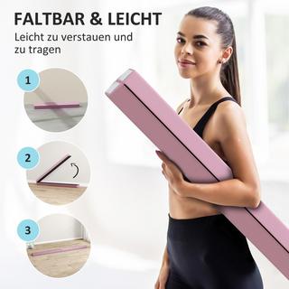 Northio  Trave d'equilibrio pieghevole da 236 cm, trave da ginnastica portatile, trave da ginnastica antiscivolo, trave da ginnastica ed equilibrio fino a 80 kg, per bambini dai 3 anni, per interni ed esterni, rosa 