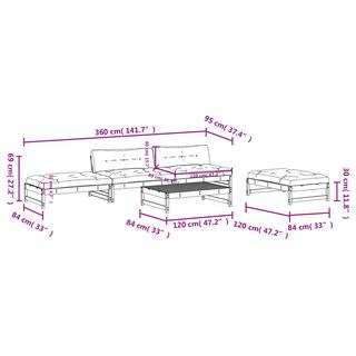 VidaXL set divani da giardino Legno  