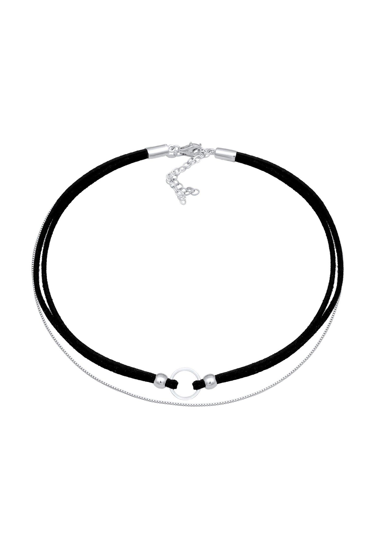 Elli  Halskette Choker Kreis Leder Venezianer Kette Set 