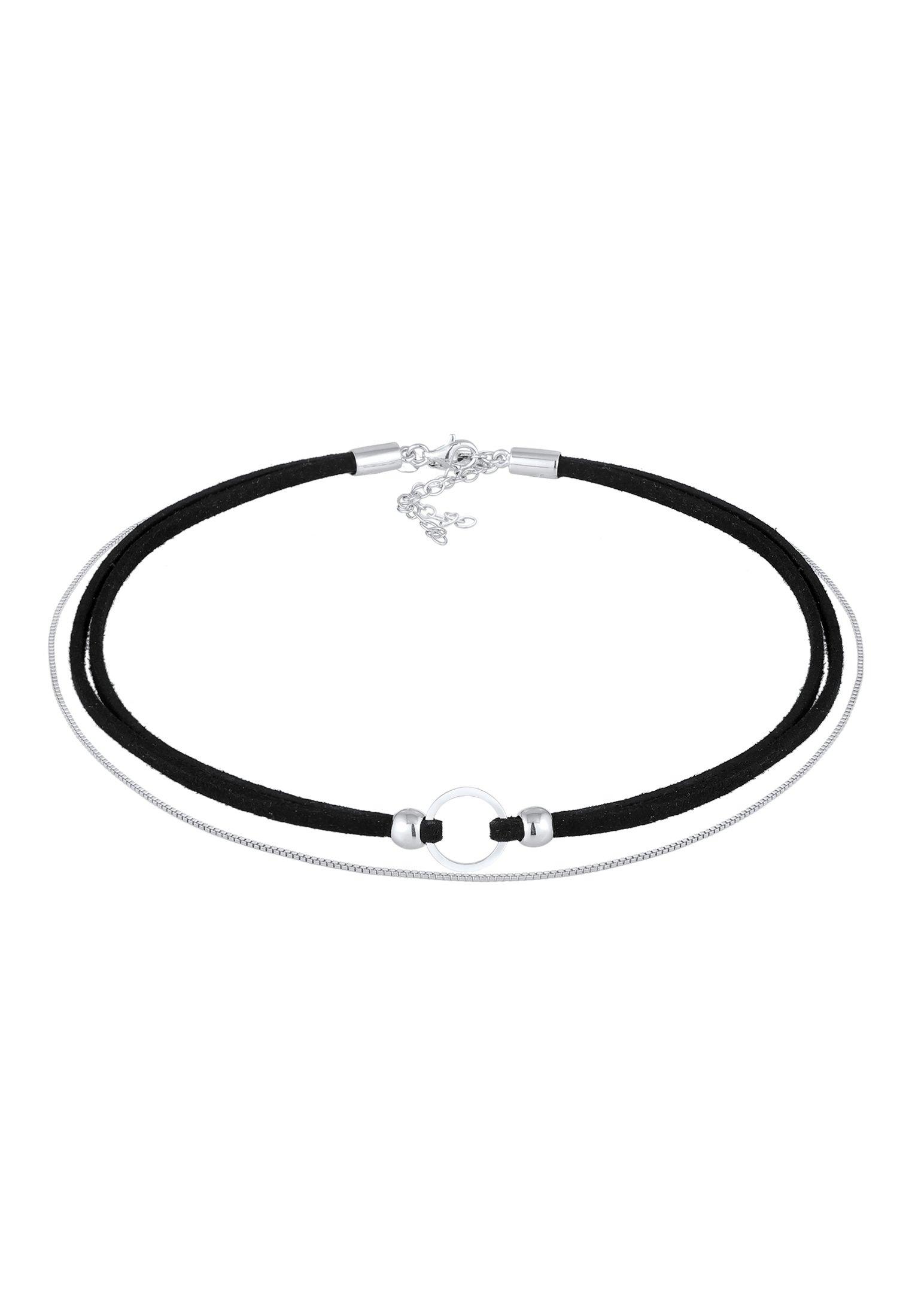 Elli  Halskette Choker Kreis Leder Venezianer Kette Set 