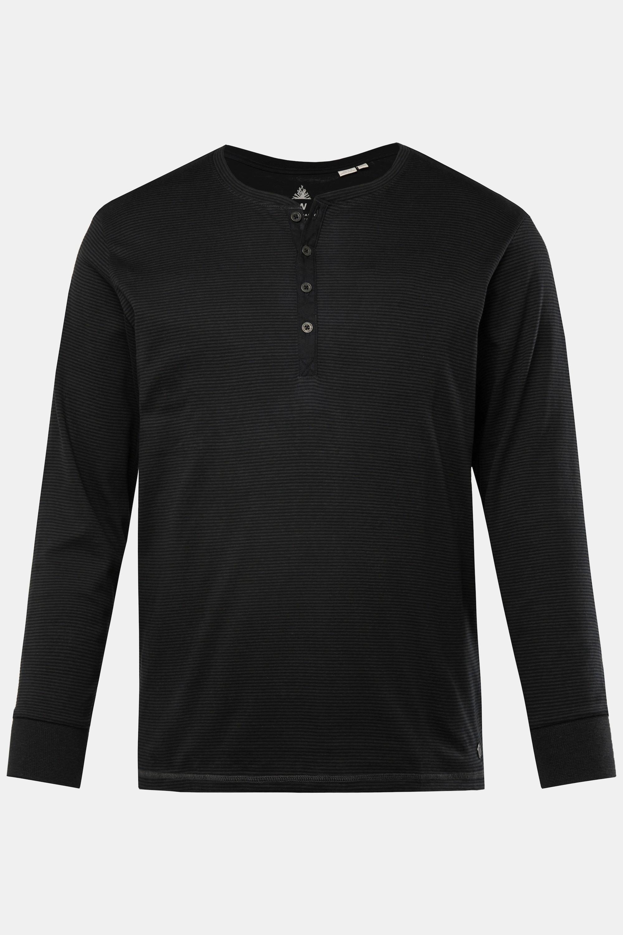 JP1880  Henley manches longues, rayures, patte de boutonnage - jusqu'au 8 XL 