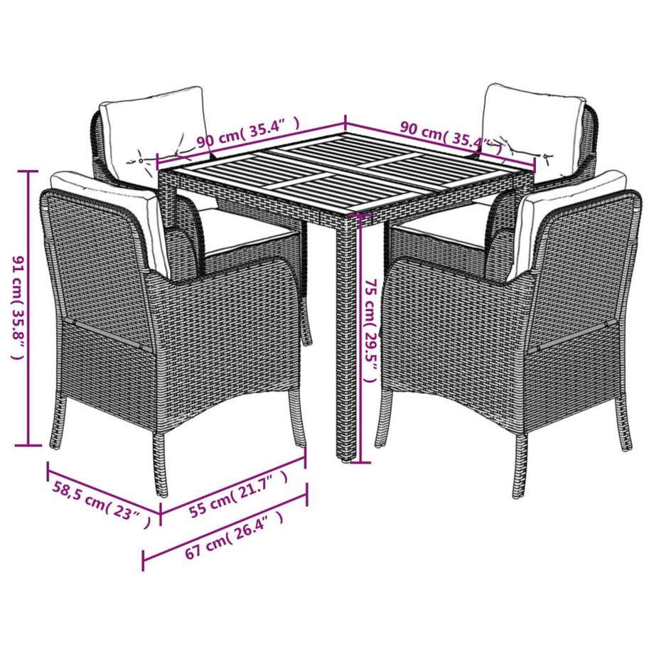 VidaXL set da pranzo da giardino  