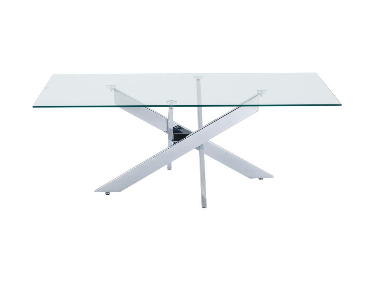 Vente-unique Table basse en verre trempé et métal chromé - Transparent - COSIMA  