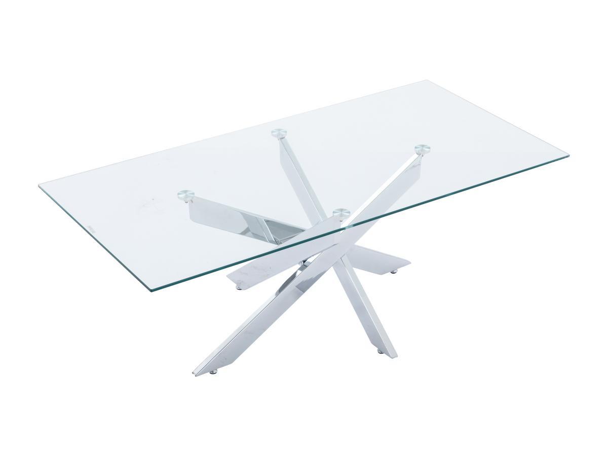 Vente-unique Table basse en verre trempé et métal chromé - Transparent - COSIMA  