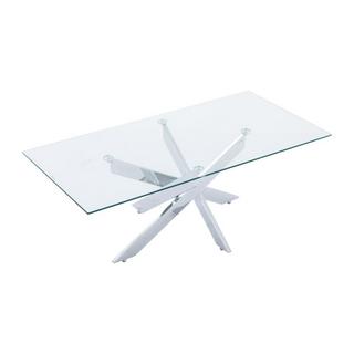 Vente-unique Table basse en verre trempé et métal chromé - Transparent - COSIMA  