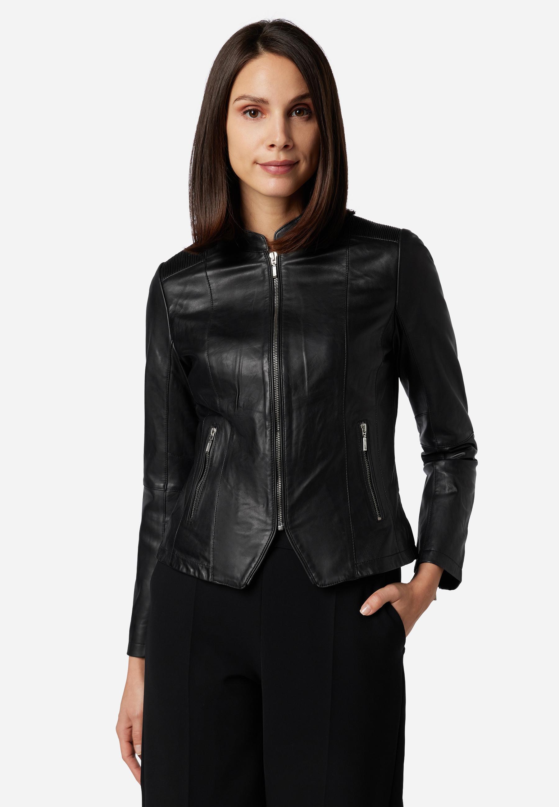 RICANO  Veste en cuir s Abigale, style classique en cuir d'agneau ultra doux 