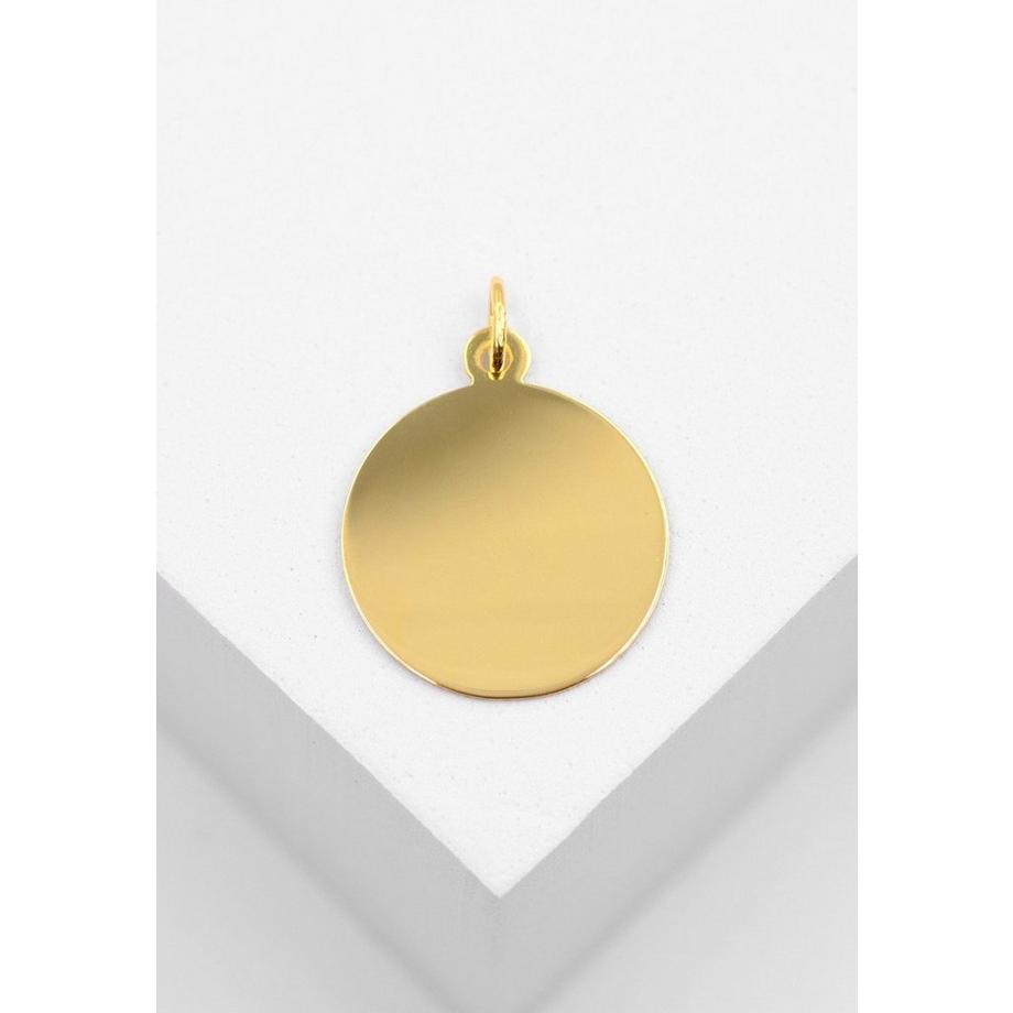 MUAU Schmuck  Anhänger Gravurplatte Gelbgold 750, 18mm 