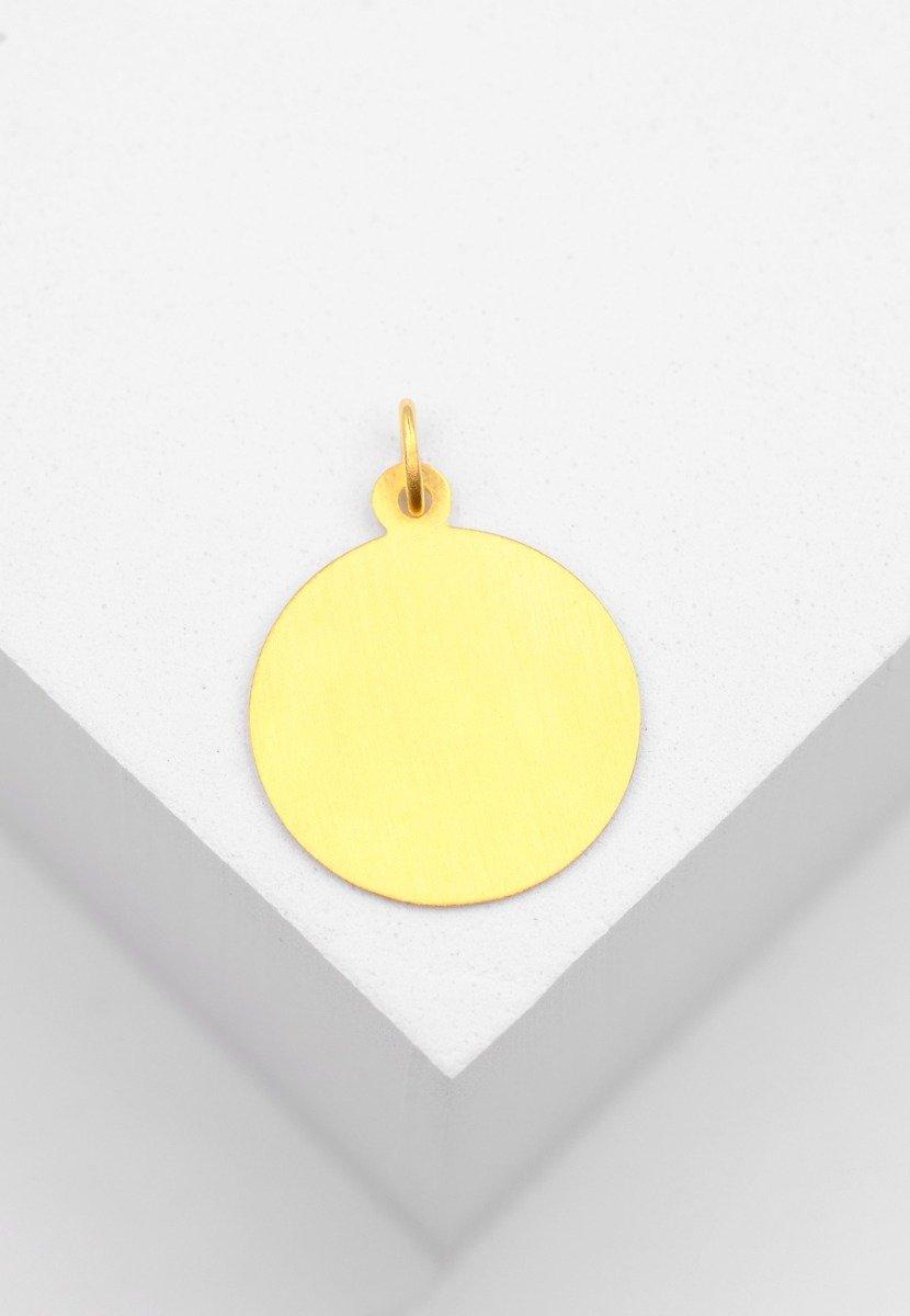 MUAU Schmuck  Pendentif plaque à  graver or jaune 750, 18mm 