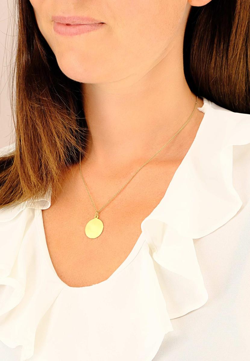 MUAU Schmuck  Anhänger Gravurplatte Gelbgold 750, 18mm 