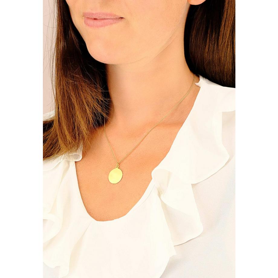 MUAU Schmuck  Anhänger Gravurplatte Gelbgold 750, 18mm 