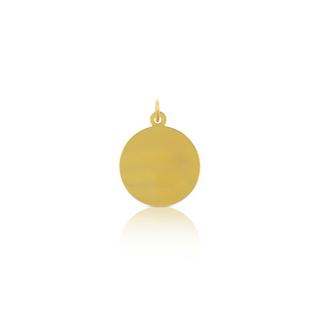 MUAU Schmuck  Pendentif plaque à  graver or jaune 750, 18mm 