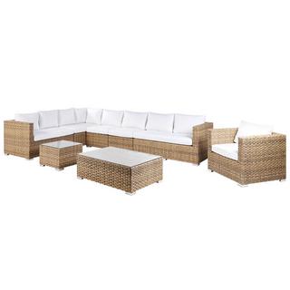 Beliani Salotto da giardino en Rattan sintetico Scandinavo XXL  