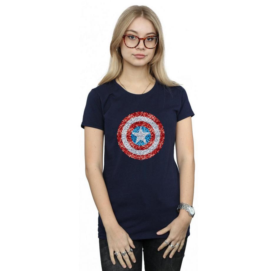 MARVEL Captain America T-Shirt Scudo Paillettes  