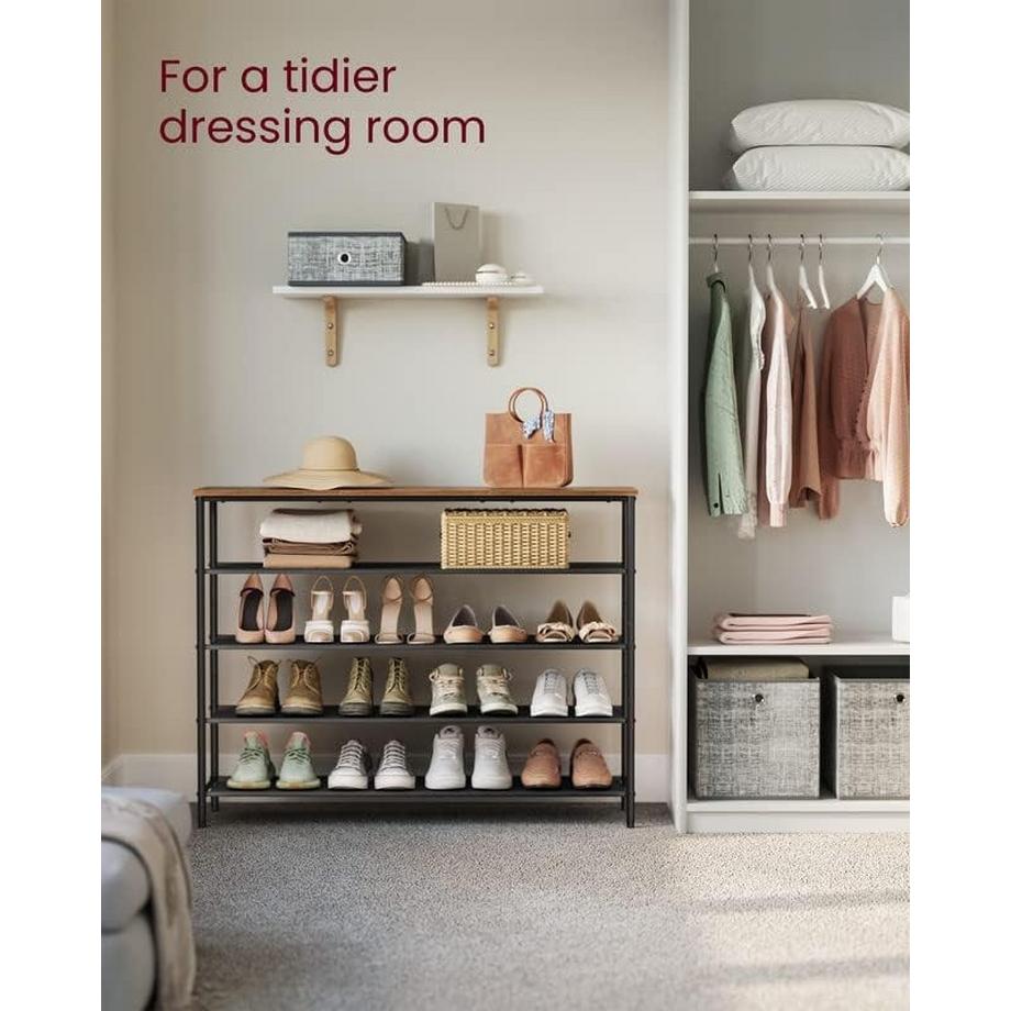 Pricenet 5-stufiges Schuhregal mit verstellbaren Beinen und Kippschutz  