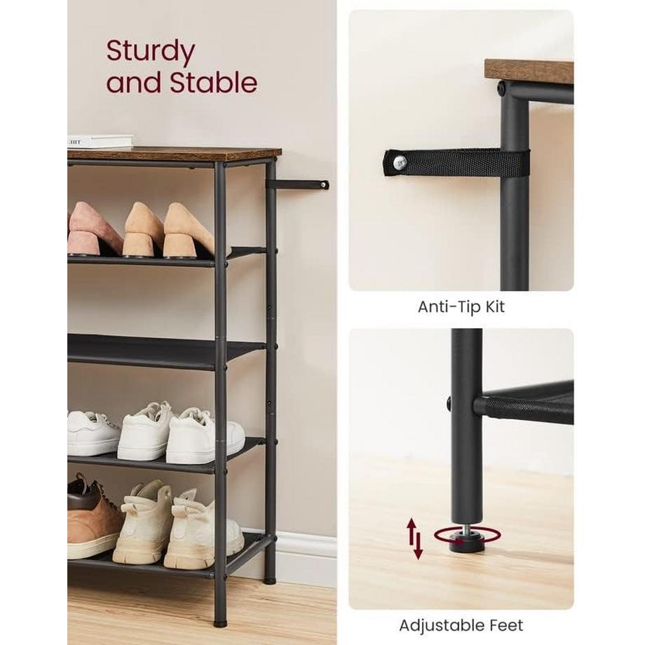 Pricenet 5-stufiges Schuhregal mit verstellbaren Beinen und Kippschutz  