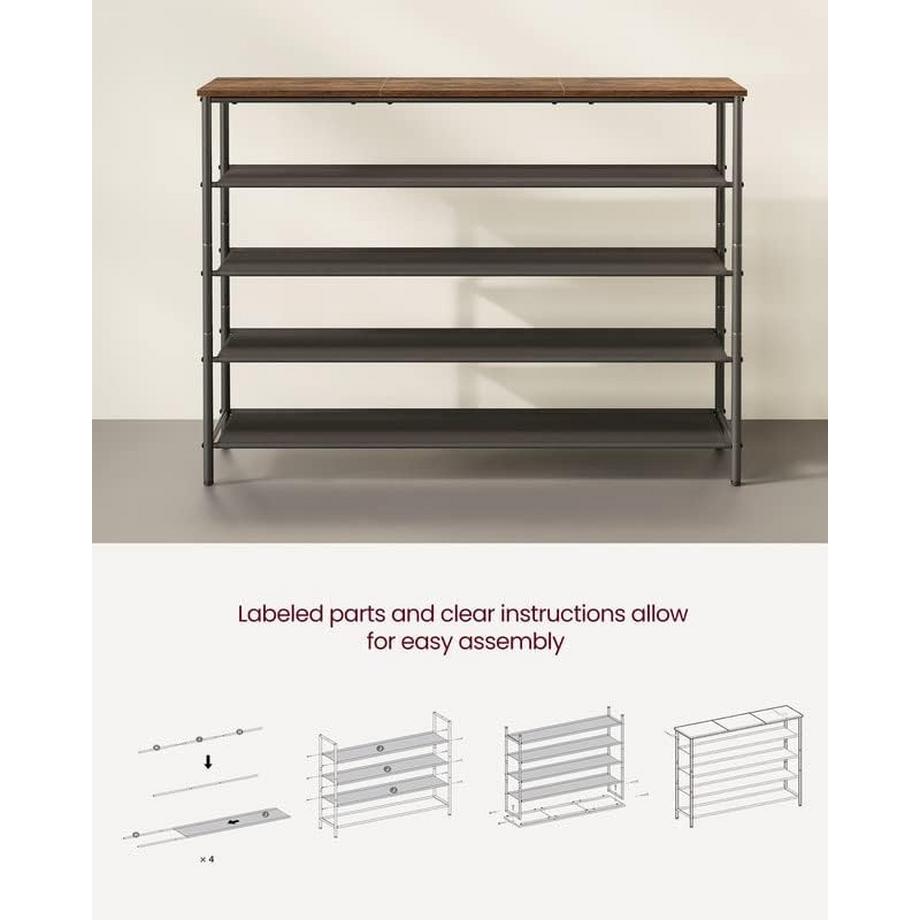 Pricenet 5-stufiges Schuhregal mit verstellbaren Beinen und Kippschutz  