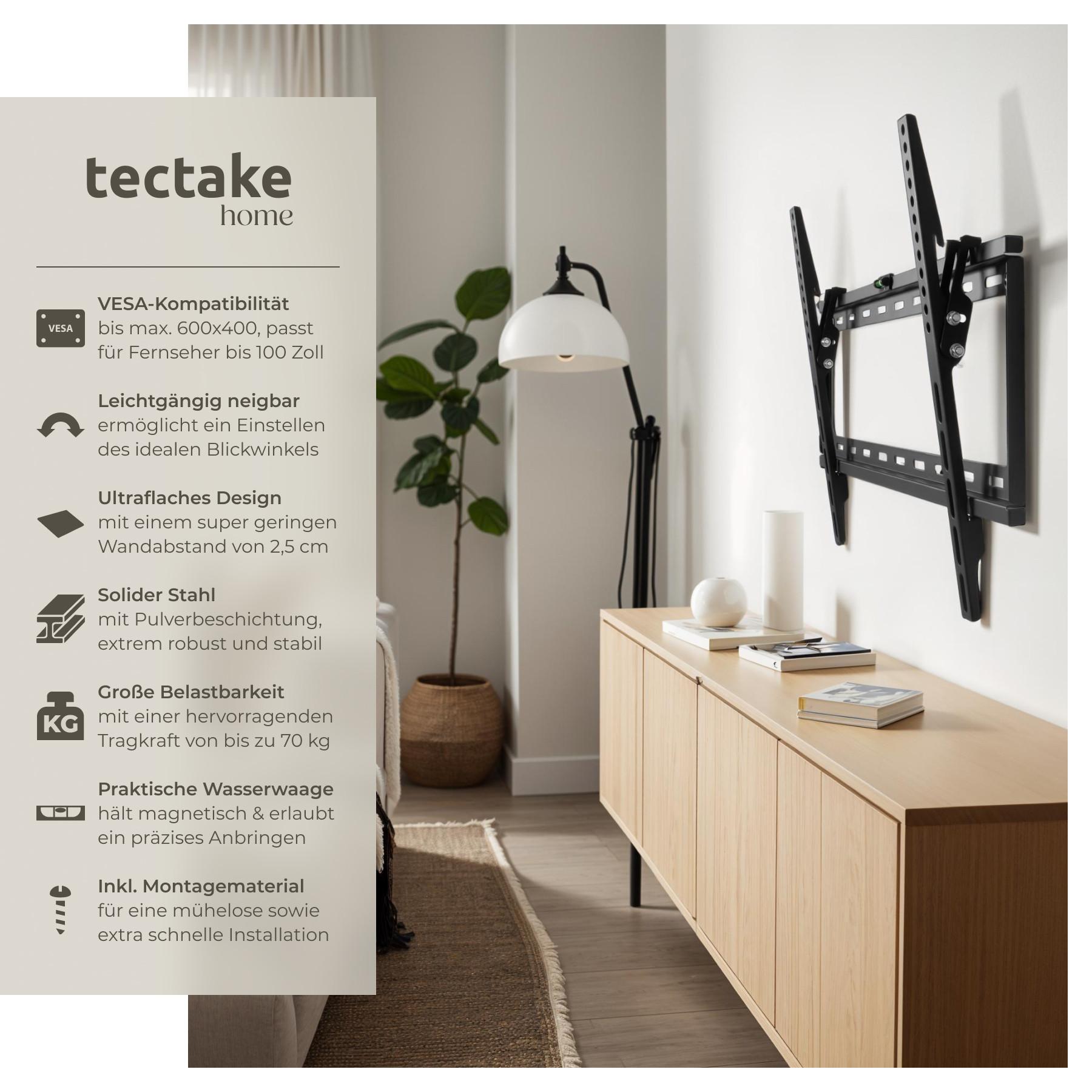 Tectake  Support mural TV 32"- 100" inclinable, VESA max.: 600x400, max. 70kg 