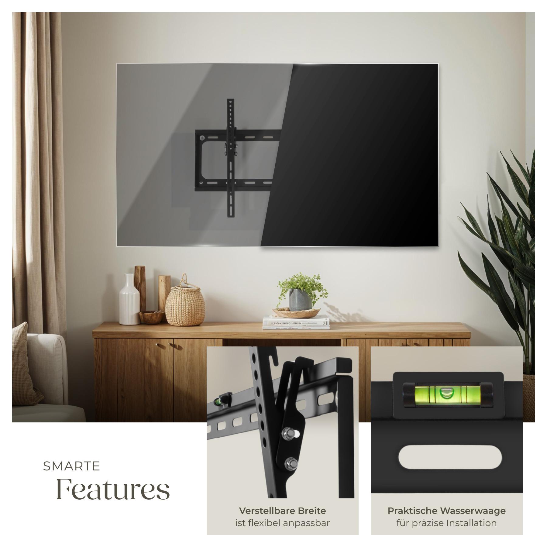 Tectake  Supporto da installazione a parete per monitor 32-100″ (81-254cm) inclinabile , VESA max. 600 x 400, carico massimo 70 kg 