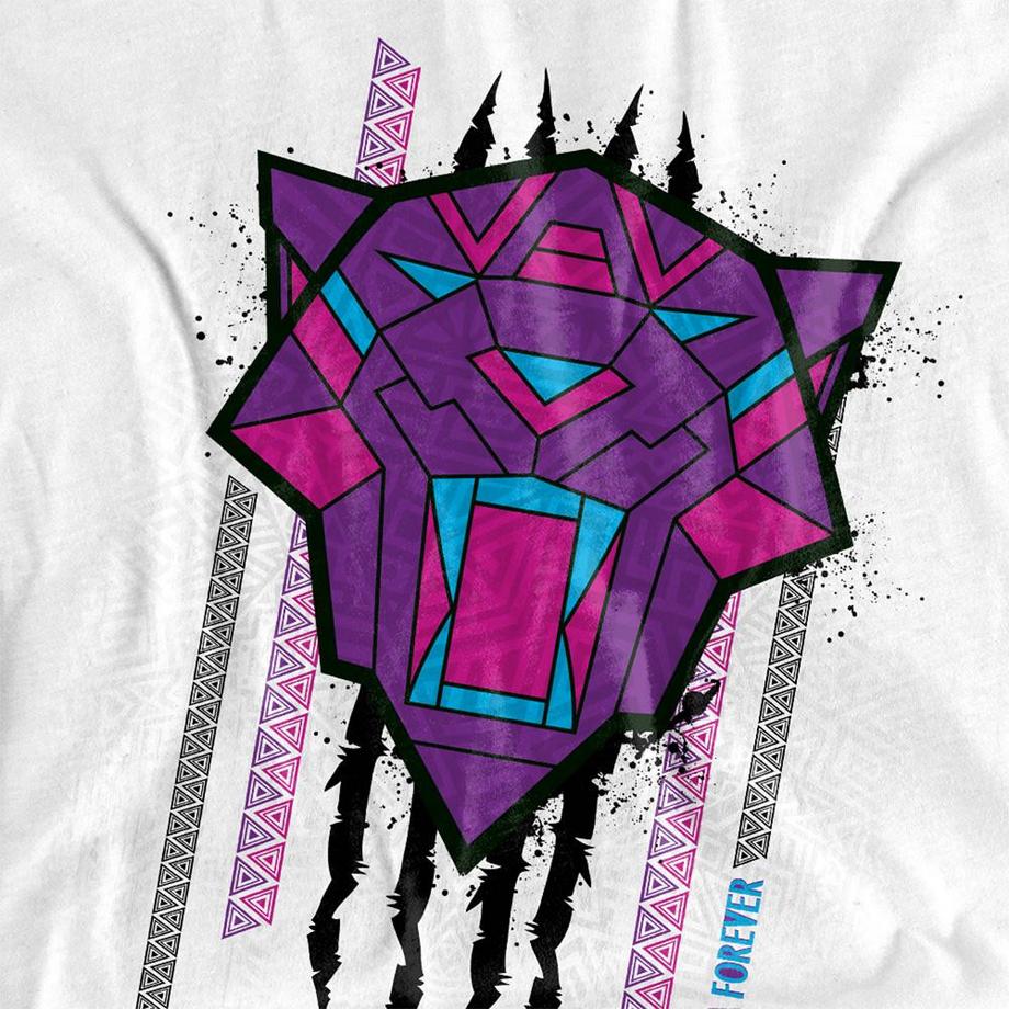 Black Panther Geometrischer Pantherdruck Langarm T-Shirt  