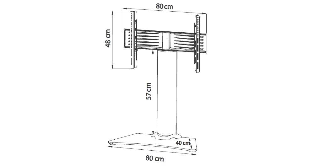 VCM Universal TV VESA Stand Rehaussement en aluminium Support de télévision en verre WindoxaMaxi  