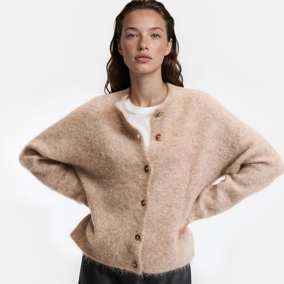 Cardigan en alpaga brossé mélangé