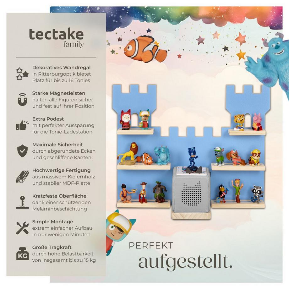 Tectake Mensola da parete MyLittleStory Fortress per fino a 16 Tonie  