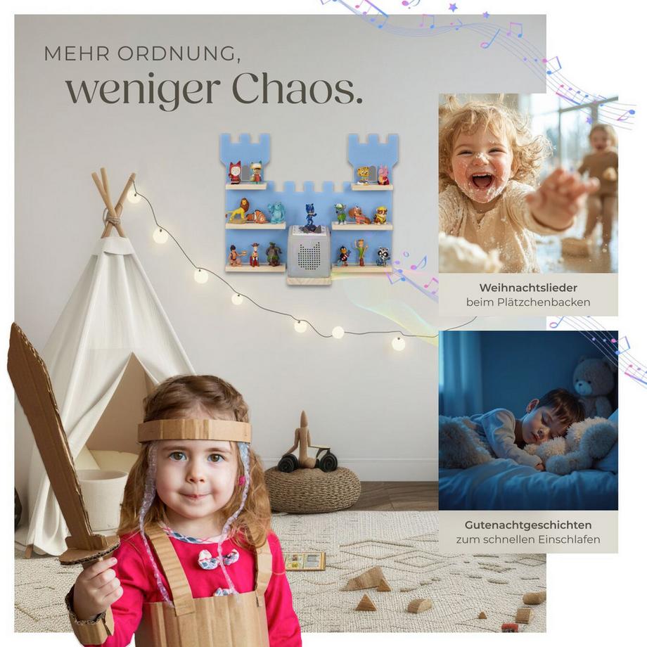 Tectake Mensola da parete MyLittleStory Fortress per fino a 16 Tonie  