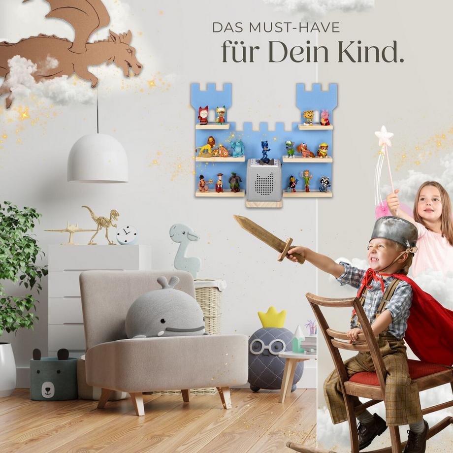 Tectake Mensola da parete MyLittleStory Fortress per fino a 16 Tonie  