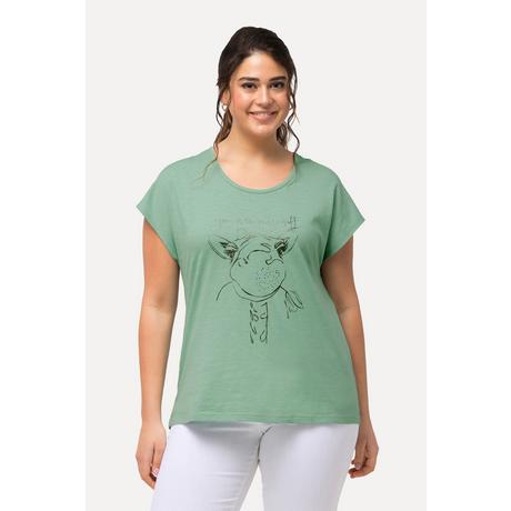 Ulla Popken  T-shirt dal taglio oversize con design metallico con animale, scollo a girocollo e mezze maniche 